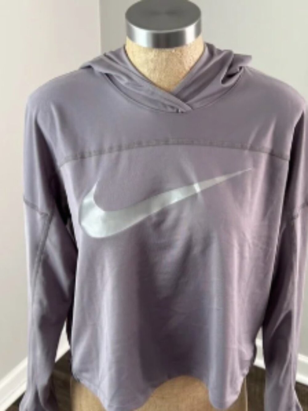 Nike Dri-FIT Running Hooded Long Sleeve Top Purple Gray Size Medium